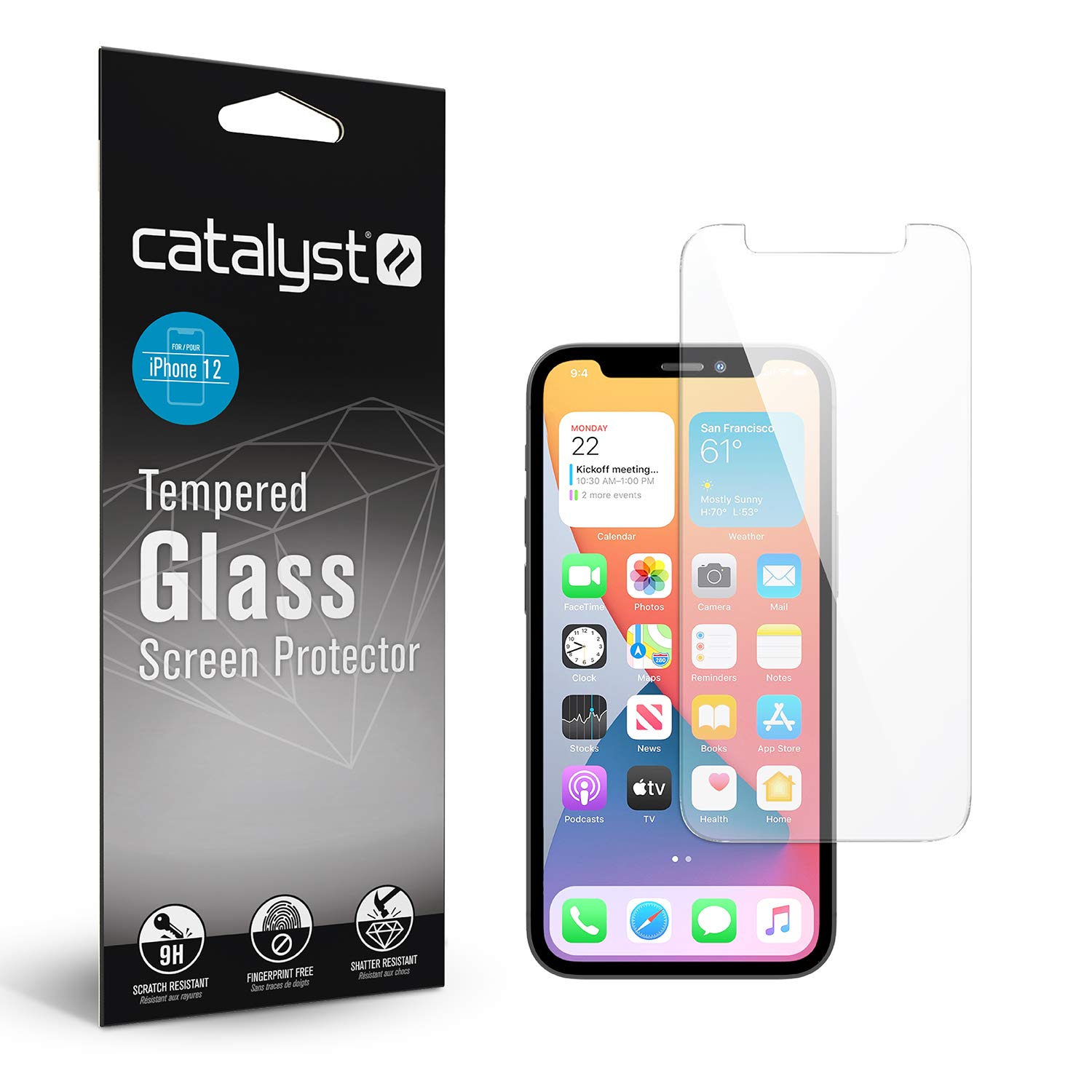 Catalyst Designed for iPhone 12 Mini Tempered Glass Screen Protector with Cleaning Pad, Shatter Proof, HD Clear Scratch Protection, Bubble Free Easy Install Screen Film, Dust Removal Stick