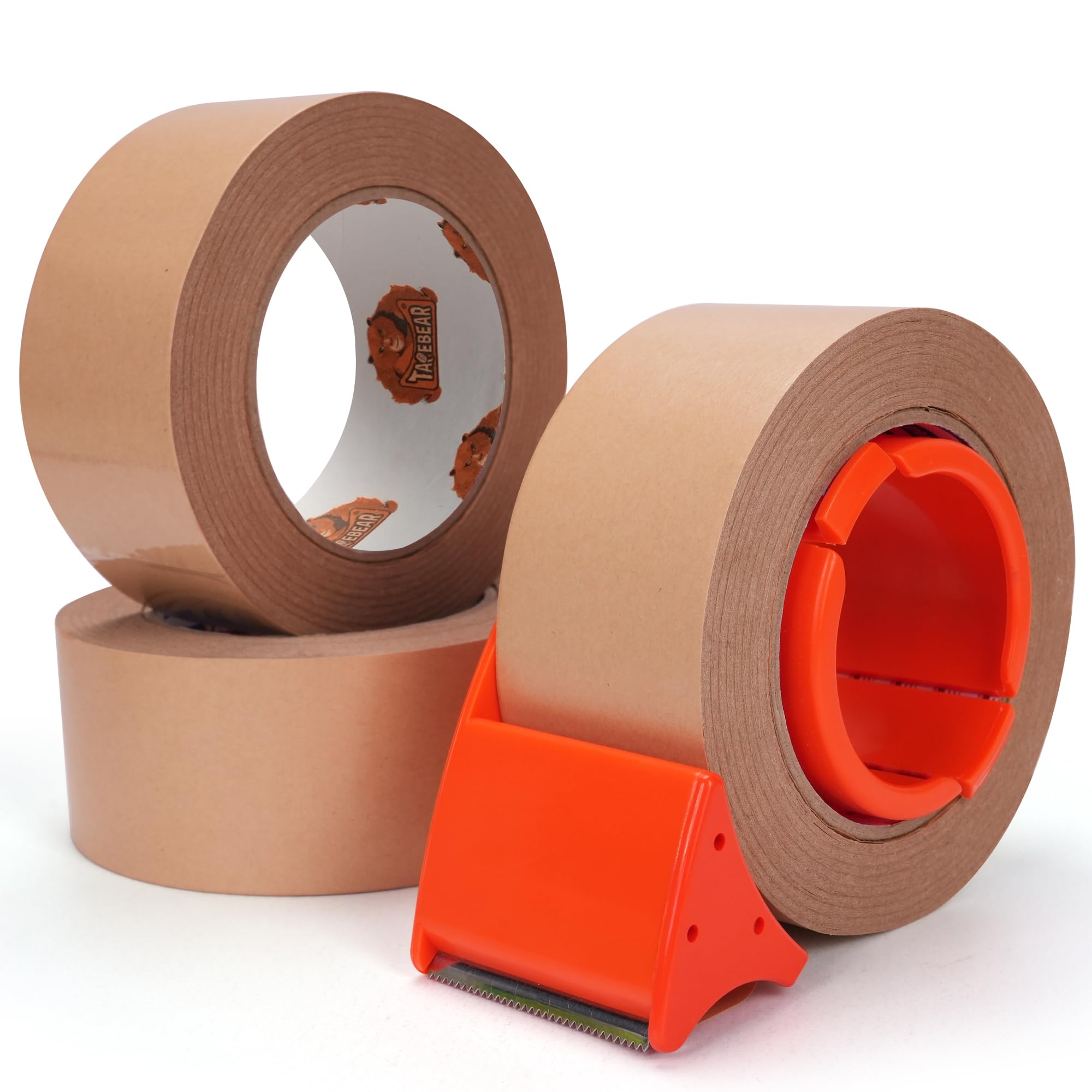 TAPEBEAR 3er Rollen Papier-Klebeband mit Spender, 5cm x 50m