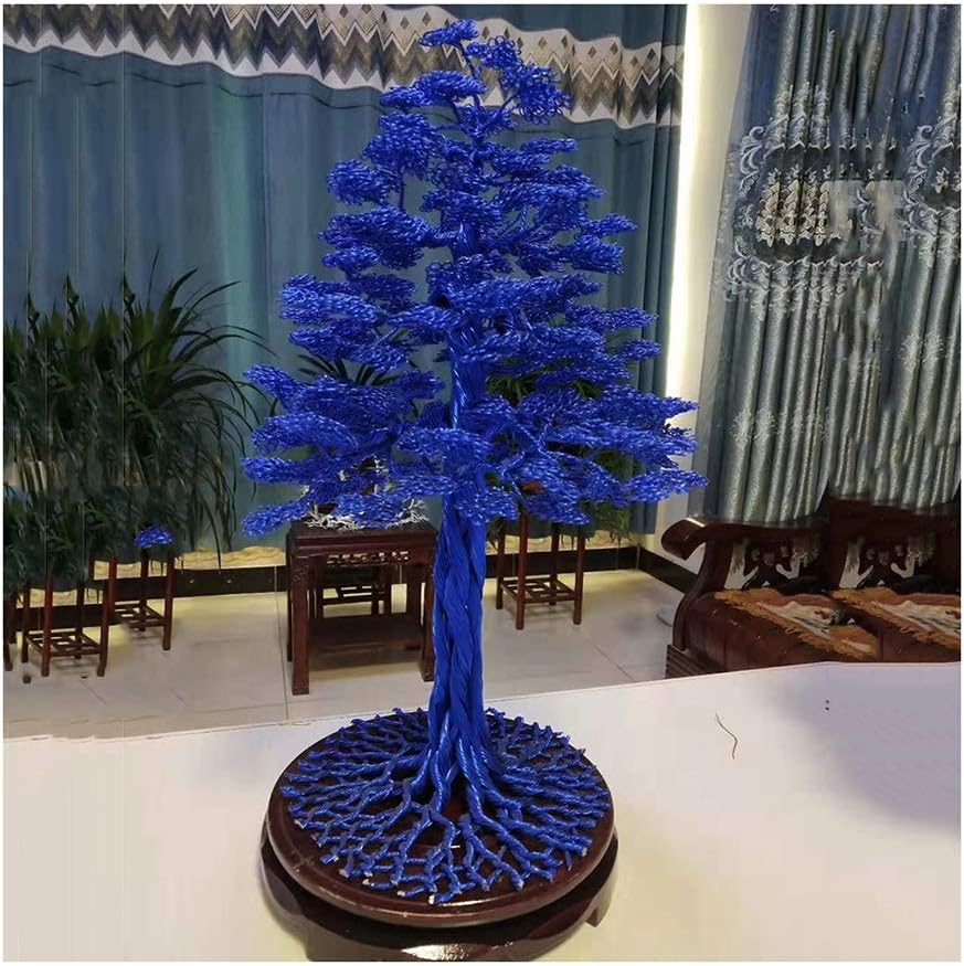 SXGKY Feng Shui Tree Artificial Plant Desk Ornament Home Decoration Office Living Room Good Luck Decoration (Color : Blue)