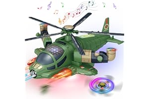 CHOOPHEME Helicopter Toy for Toddlers 1-3 With Lights And Sounds, 360°Freedom And Operated Automatic Bump Autism Sensory Light Up Toys Airplane for Toddler Boy Toys 2 3 4 5 Year Old Up Boy Girl Birthday (Green)