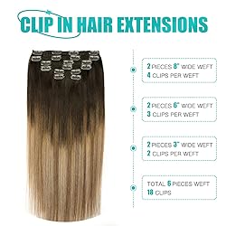 SURNEL Clip in Hair Extensions Balayage Dark Brown