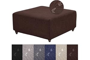 HFCNMY Ottoman Cover Square-Stretch Water Repellent Ottoman Cover -Thick Square Storage Foot Stool Covers with Elastic Bottom Coffee X-Large
