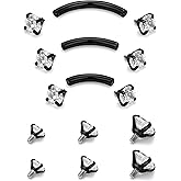 Oufksiyy Eyebrow Piercing Jewelry Surgical Steel Internal Thread Curved Barbell Tiny Eyebrow Ring Vertical Labret Lip Jewelry Ear Rook Small Belly Button Ring for Women Men 16g 6mm/8mm/10mm