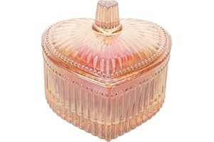 NULYLU Heart-shaped Glass Powder Container with Gold Puff, Portable Dusting Powder Jar for Travel and Face