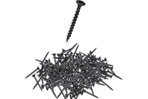 JSons 500Pcs #6 x 1-1/4 inch, Flat Head, Phillips Drive, Coarse Thread, Black Phosphate Coated, Sharp Point Self Tapping Dryw