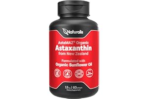 Naturalis New Zealand Astaxanthin (12mg) | Enhanced with Natural Vitamin E | Non-GMO, Soy & Gluten Free | 60 Softgels (2 Month Supply)