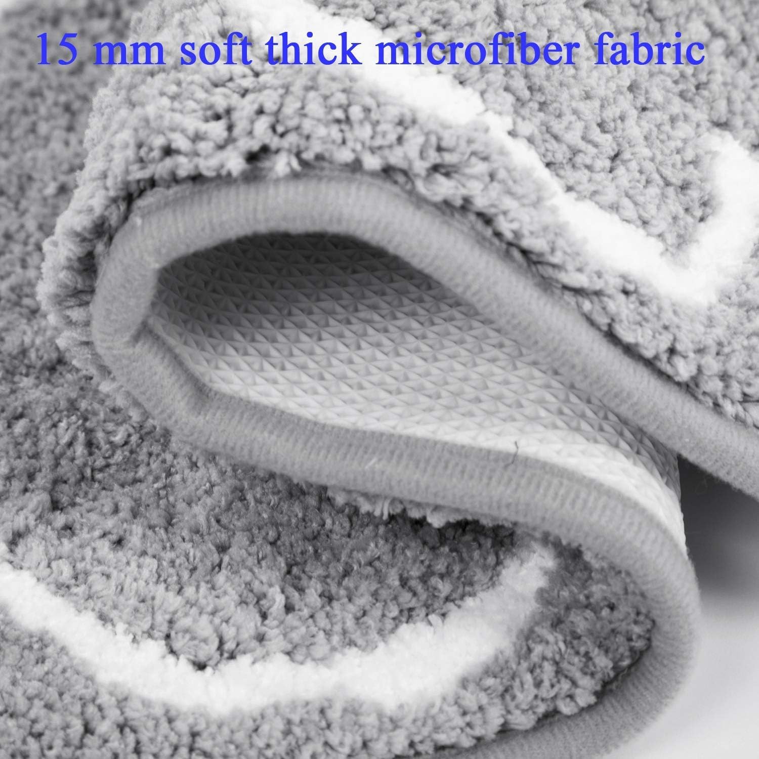 HEBE Microfiber Bath Rug Set 2 Piece Non Slip Absorbent Bath Mats Runner Set for Bathroom Shaggy Bathroom Rug Runner Machine Washable (26"x18"+48"x18", Grey): Kitchen & Dining