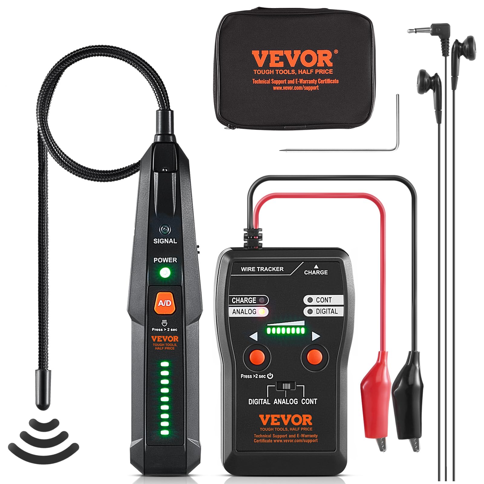 Photo 1 of VEVOR Underground Cable Locator, 6.5Ft Max Detection Depth Wire Tracer Break Detector Finder with Earphone, 3280Ft Max. Detection Length Cable Tester for Pet Fence Buried Sprinkler Valve Irrigation