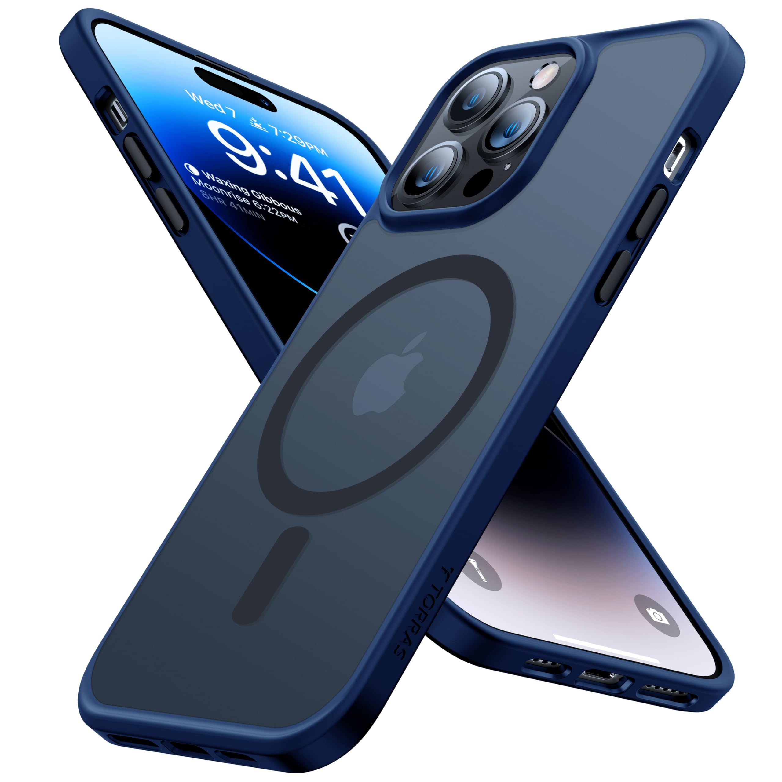 TORRAS Magnetic for iPhone 14 Case with MagSafe, 12FT Military Shockproof, Full Charge in 1.5 Hours, Velvety Touch and Anti-Slip Texture, Armor Protective for iPhone 14 Case Cover, Matte Blue — image 1