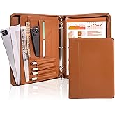 AZXCG Zipper Portfolio Padfolio Binder,3 Ring Padfolio for Women and Men,Business Portfolio Organizer for Women with A4 Writing Pad Holder,Business Portfolio for Meeting,Gift for Valentine's Day
