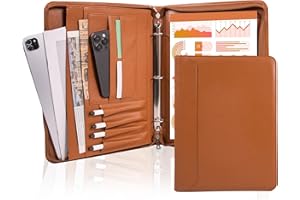 AZXCG Zipper Portfolio Padfolio Binder,3-Ring Padfolio for Women and Men,Business Portfolio Organizer for Women with A4 Writing Pad Holder, Document Organizer for Meeting/Interview