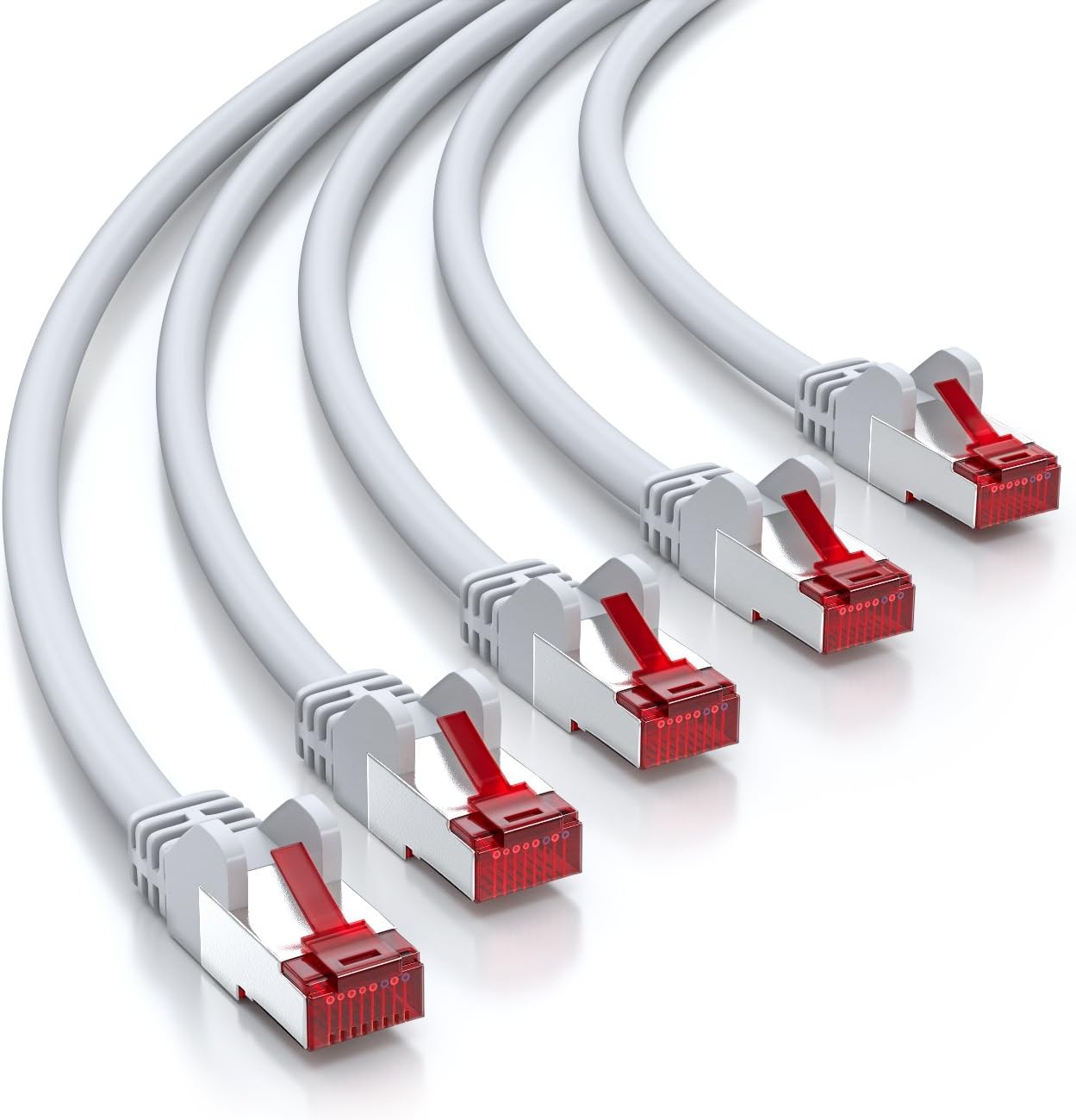 deleyCON 5x 1m (3.28 ft.) CAT6 Patch Cable S/FTP PIMF Shield CAT-6 RJ45 Network Cable Ethernet Cable LAN DSL Switch Router Modem - Image 4