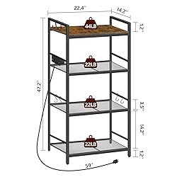 MAHANCRIS Bakers Rack with Power Outlet, Microwave