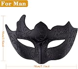 SIQUK Couple Masquerade Masks Black Plastic Venetian Rhinestone Party Halloween view 2
