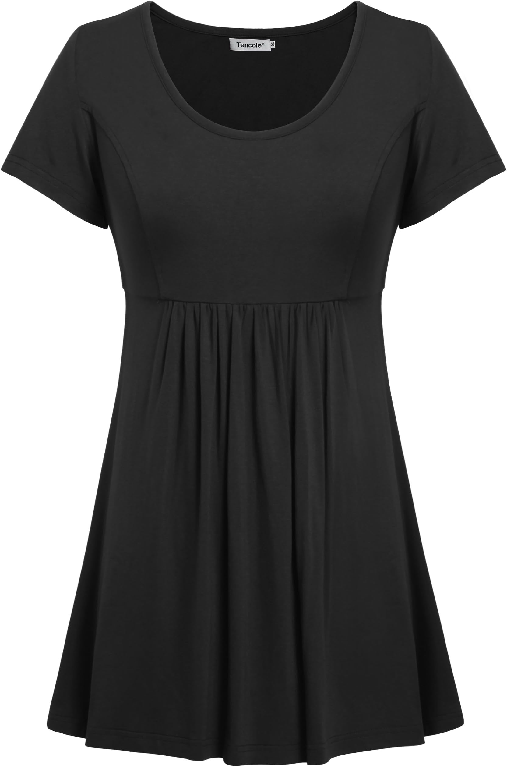 Womens Scoop Neck Short Sleeve Tunic Tops Empire Waist Peplum Blouse  Womens Empire Waist Summer Casual Spaghetti Straps Cami, Flowy Tunic Length Long Tank Tops  Women's Wrap V Neck Empire Waist Tunic Short Sleeve Tie Back High-Low Ruched Tops