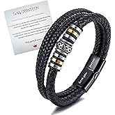 To My Son/To My Grandson Bracelet- "I Will Always Be With You" Braided Leather Bracelet for Men, Stainless Inspirational Wristband, Handmade Mens Braided Leather Bracelet Bangle Wristband (Grandson-Braid, Stainless