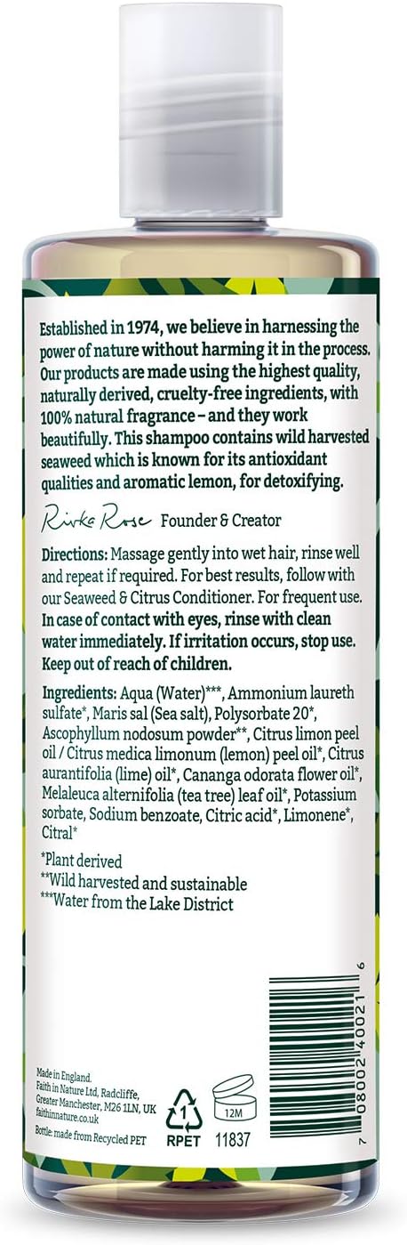 Faith In Nature Natural Seaweed & Citrus Shampoo, Detoxifying for Oily Hair & Scalp, Vegan & Cruelty Free - Image 3