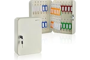 AdirOffice Key Lock Box – 48 Key Hooks Wall Mounted Key Cabinet Lock Box, Car Keys Holder Box, Lockable Key Storage Box - Metal Key Box Organizer with for Home and Office