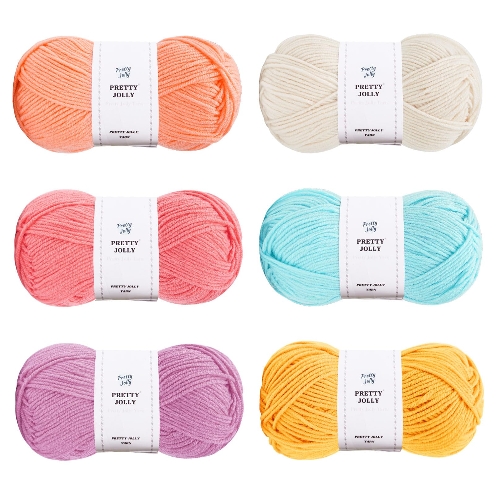 Pretty Jolly 300g Soft Assorted Colors Yarn - Sport Weight,100% Acrylic, 4 Ply, Bonbons Yarn for Crochet & Knit, DIY Project Starter Kit for Kids or Adults(Total 795m) (Department 14)