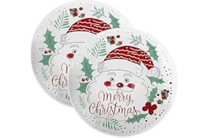 VIYNRAN 10" Christmas Melamine Dinner Plate – Reusable, Shatter-Proof, Dishwasher Safe, Cute Santa Claus Cartoon Design – Ide
