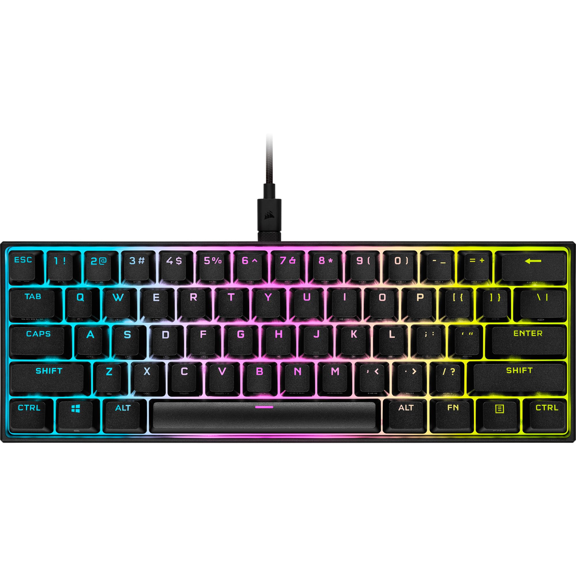 Corsair K65 RGB MINI 60% Mechanische Gaming-Tastatur (Anpassbare RGB-Beleuchtung einzelner Tasten, CHERRY MX SPEED-Tasten, PBT-Double-Shot-Tastenkappen, AXON-Technologie) QWERTZ, Schwarz 3