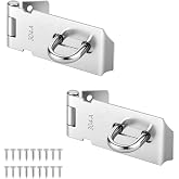 2 Pcs Door Locks Hasp Latch, 3 Inch Stainless Steel Safety Packlock Clasp | Extra Thick Hinge Lock with Screws, Brushed Finish, for Gate, Cabinet, Closet, Shed