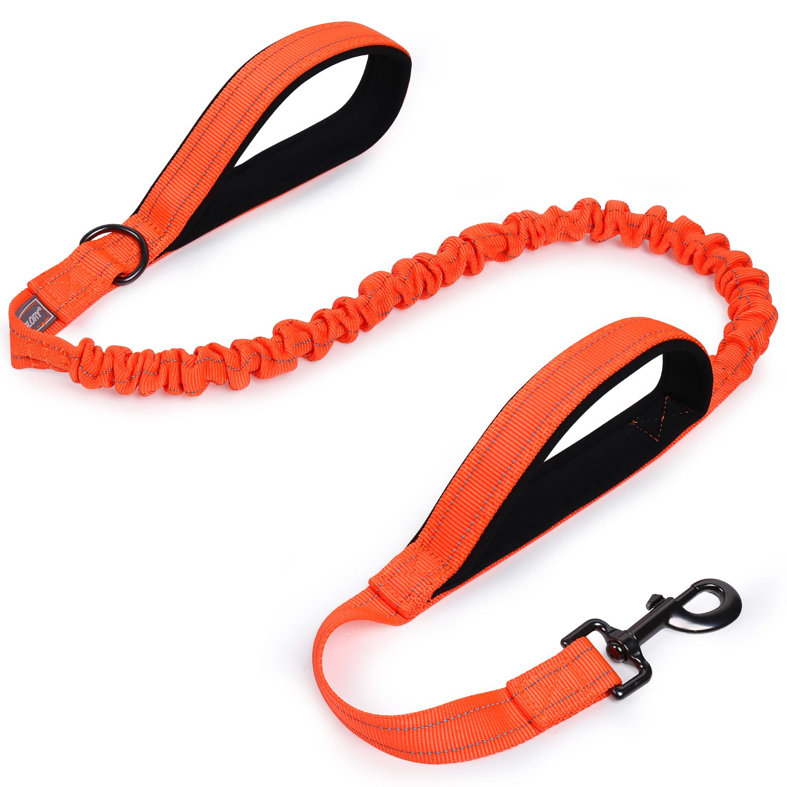 VIVAGLORY Dog Lead Pullsafe Bungee Dog Lead, Leash with 2 Padded Handle & Double Handle for Training & Walking, Bungee Anti Pull for Pet That Pull, 1.2m x 2.5cm, Orange