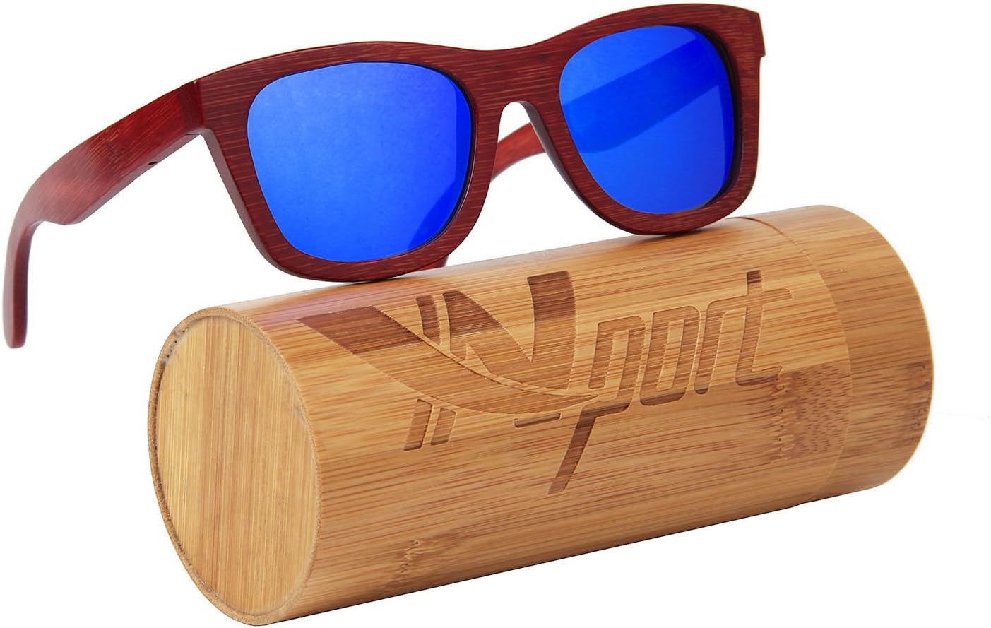 Ynport Crefreak Outdoor Bamboon Sunglasses Red Wooden Frame Eyewear Sun Glasses for Mens Womens