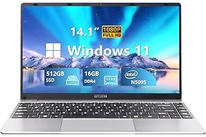 FUNYET 14 Inch Laptop Computer, Gaming Laptop, 16GB RAM 512GB SSD, Intel Celeron N5095 Processors, FHD 1920 x 1080, Supports 180 Angle Opening, Windows 11 Pro