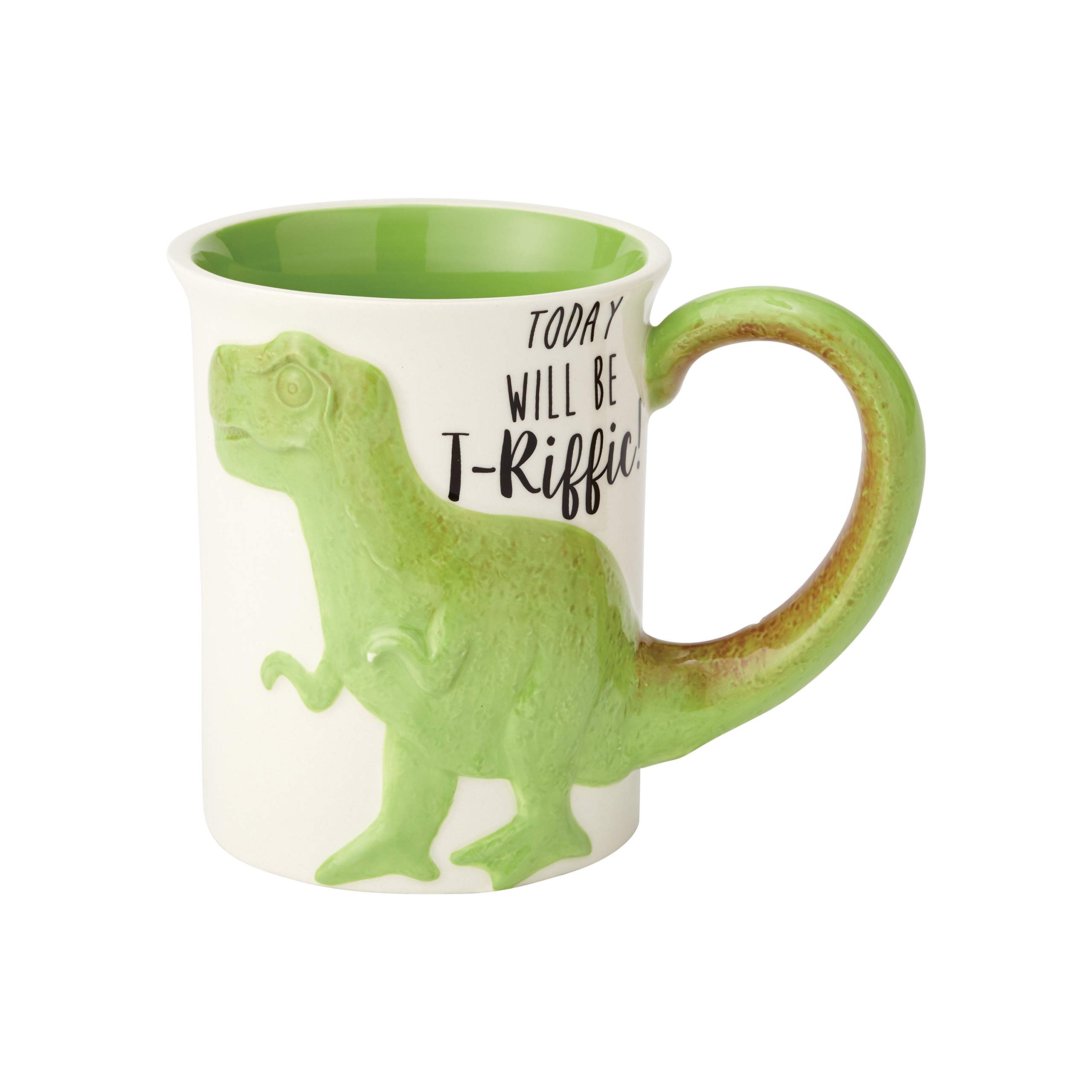 Our Name Is Mud 6000549 T-Riffic Tea Rex Sculpted Mug, Stoneware, Green, 16 Ounce
