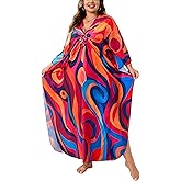 Kaftan Dress for Women - Plus Size Caftan Maxi Beach Dress Moo Moos Loungewear, Swimsuit Cover Up for Beach, Pool or Vacation