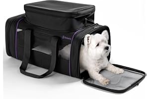 DELOMO Airline Approved Cat and Dog Carrier: Expandable Pet Carrier for Small Dogs, Cats up to 15 Lbs - Fits Major Airlines (17" x 11" x 8.6")