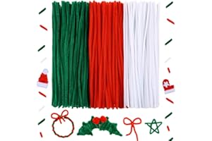 Caydo 300 Pieces 12 inch Christmas Pipe Cleaners for Christmas DIY, Creative Crafts Decorations (Red, Green, White)