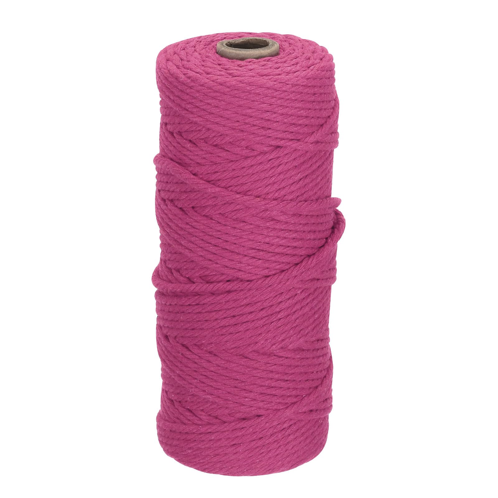 DMiotech 3mm x 100M (109 Yard) Rose Red Natural Cotton Macrame Rope, Wall Hanging Handmade 2 Strands Twisted Macrame Cotton Cord for Plant Hangers, Gift Wrapping Wedding