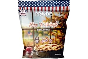 PRIDE FOODS EST 2018 Pride Foods Rice 'N Grinds Hot Cereal - Gluten-Free, Non-GMO, Vegan-Friendly, Natural Rice Breakfast, Quick & Easy Hot Meal, Low-Fat Comfort Food, 30 Servings, Apple Pie