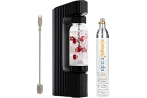 Twenty39 qarbo LUXE Premium Sparkling Water Maker Machine - Soda Beverage Carbonator for Home, Seltzer & Carbonated Beverage Dispenser, Water Carbonation Fizz Maker (Black with CO2 cylinder)