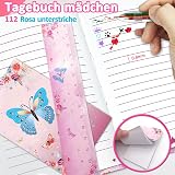 GINMLYDA Secret Diary for Girls 6Pcs Stationery Set Butterfly Diary Lock view 3