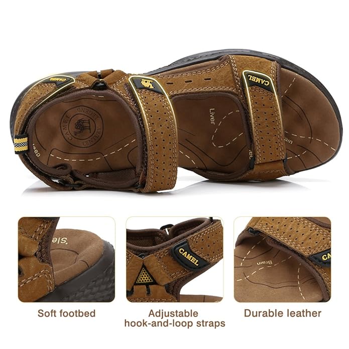 camel crown men's leather sandals