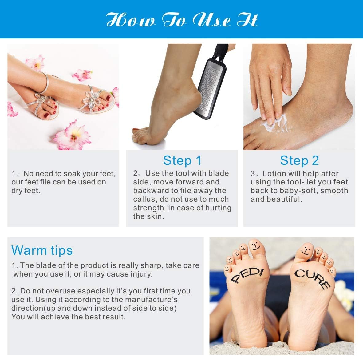 Colossal Pedicure Rasp Foot File, Professional Foot Care Pedicure Stainless Steel File to Removes Hard Skin, Can Be Used On Both Dry and Wet Feet: Health & Personal Care