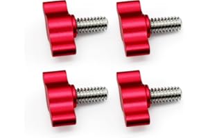 Xadnitu 5/16"-18 x 3/4" Red Thread Thumb Screw,Stainless Steel Standard/Coarse Thread with Red Adjustable Tee Wing Aluminum Knob to Remove Replace Hand Clamping Tightening Knob Power Supply, 4 Packs