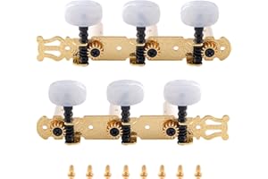 Metallor Classical Guitar String Tuning Pegs Gold Plated Machine Heads Tuining Keys Tuners Single Hole 3 on a Plank 3L 3R