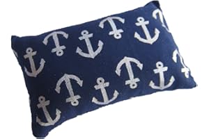 NAKPUNAR Emery Pin Cushion for Sewing - Filled with Abrasive Emery Sand - Handmade in USA (2"x3",Silver Metallic Anchor on Navy Blue Background)