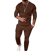 UOUA Mens 2 Piece Sweatsuits Set Long Sleeve Sweatshirt Jogging Sweatpants Tracksuits Outfits