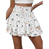 MATEAM Floral Skorts for Woman Ruffle Mini Skirt with Shorts Underneath Causal Summer Boho Outfits
