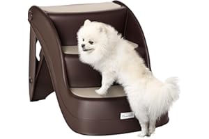 PawHut Dog Stairs for Small Dogs 15" H, 3-Step Foldable Pet Step with Non-Slip Treads, for Injured, Old, Puppy, Cats, for Hig