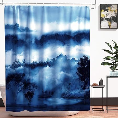 Joocar Design Shower Curtain Fog Forest Mysterious Nature Waterproof Cloth Fabric Bathroom Decor Set With Hooks Amazon Co Uk Kitchen Home