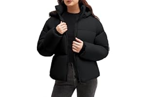 Polu Womens Cropped Puffer Jackets with Removable Hood Lightweight Winter Zip Up Padded Quilted Coat