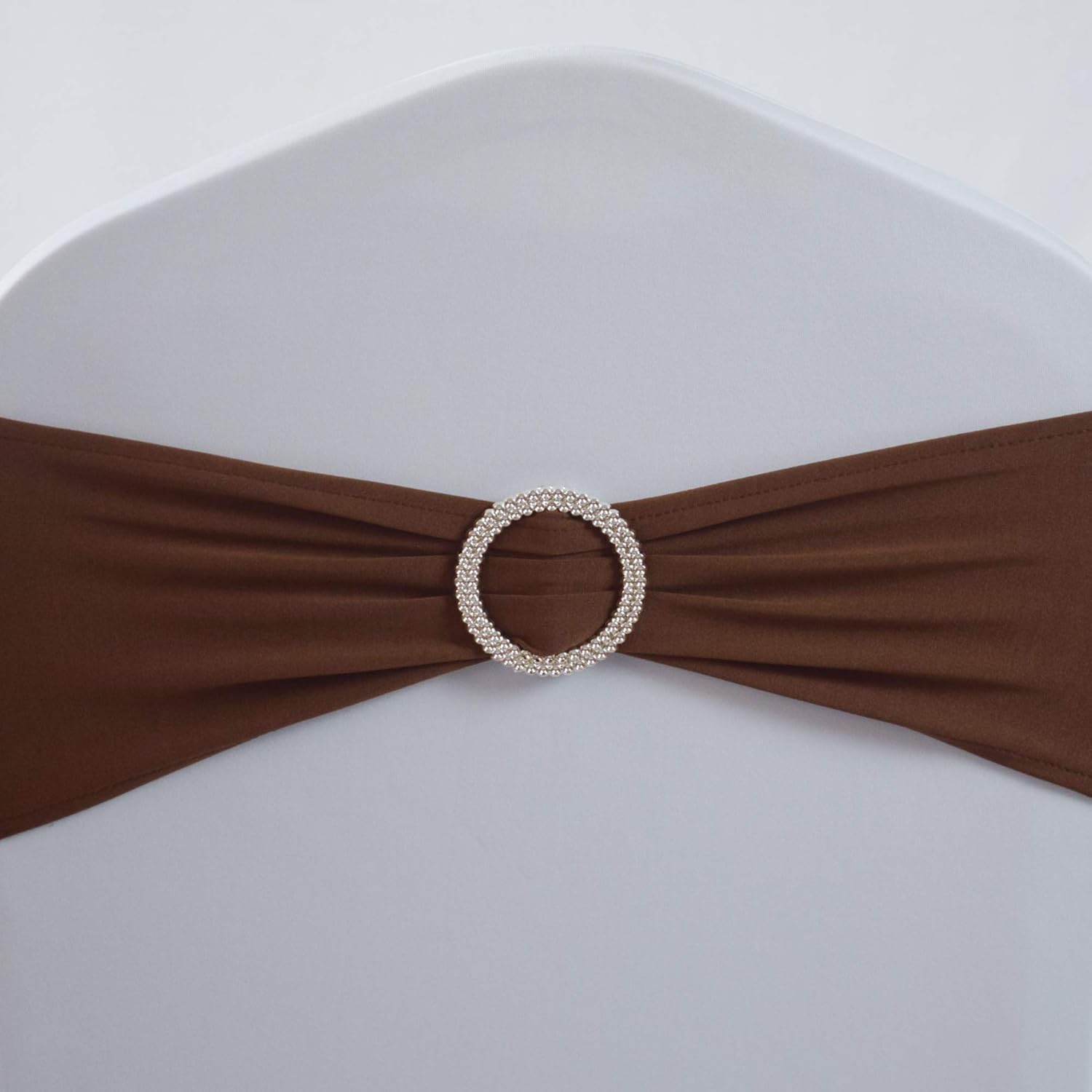 Gelozed 10 PCS Spandex Stretch Chair Sashes Bows for Wedding Reception- Universal Elastic Chair Cover Bands with Buckle Slider for Banquet Party Event Decorations Dark Coffee Sashes (Dark Coffee, 10): Kitchen & Dining