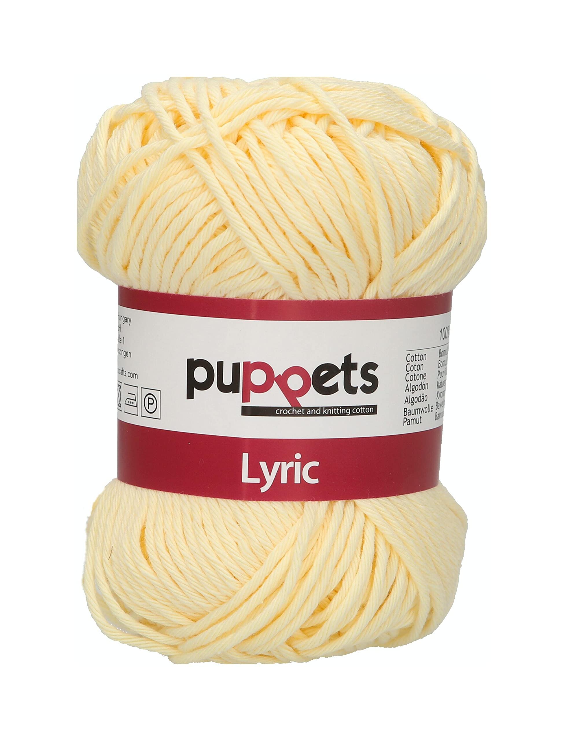 Puppets Lyric Strength 8 4572008-05006 Yellow Crochet Yarn, 100% Cotton โ image 1