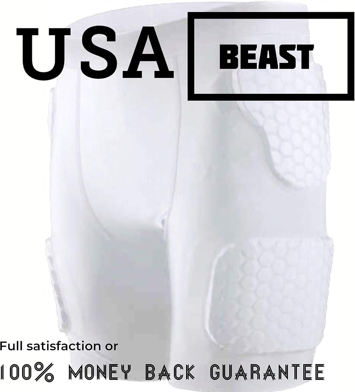 5pad Shorts with Nonslip USABeast Football Girdle Flexible hexpad and
